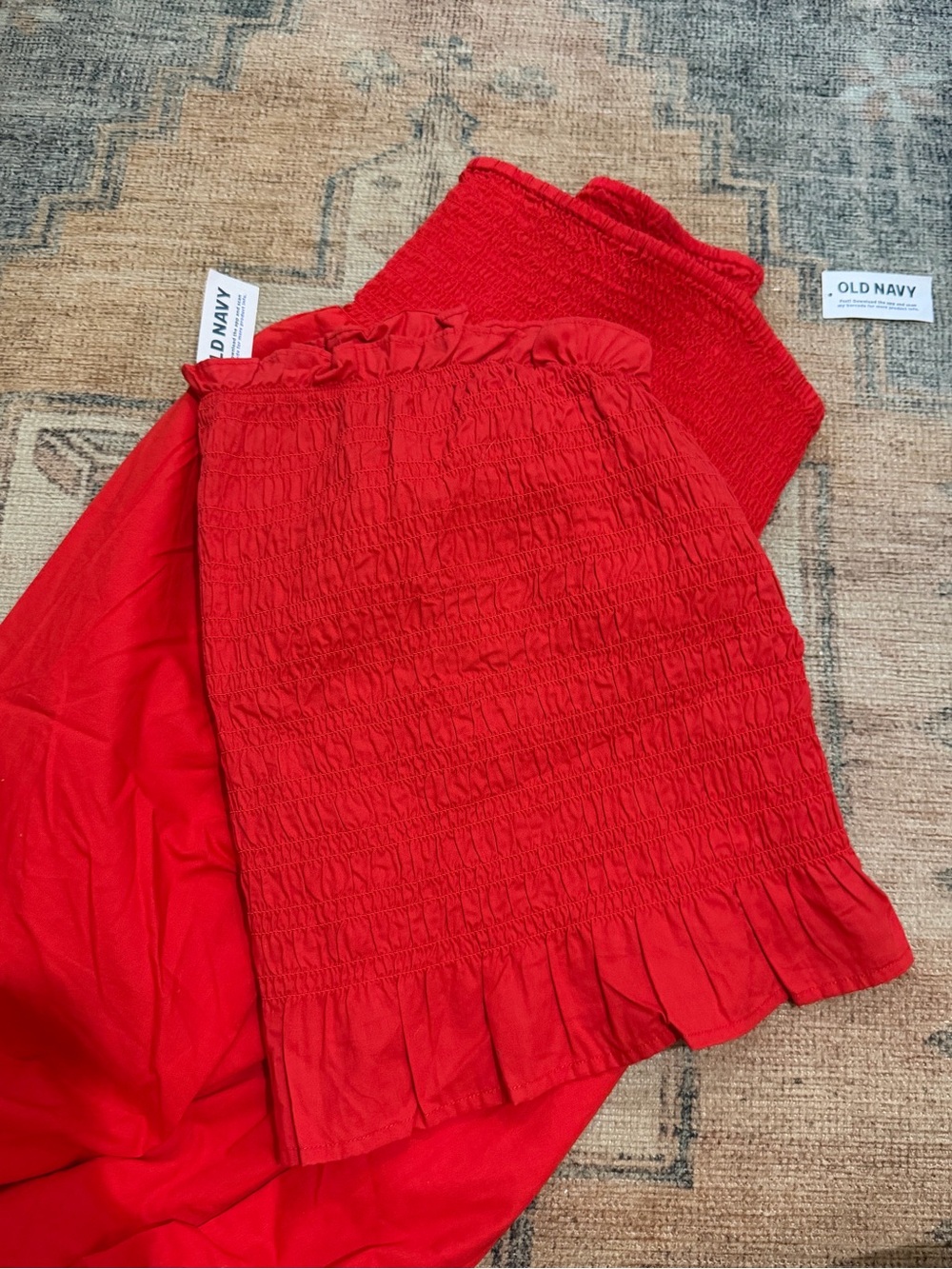 Old Navy Red Smocked Ruffle Hem Mini Skirt AND top